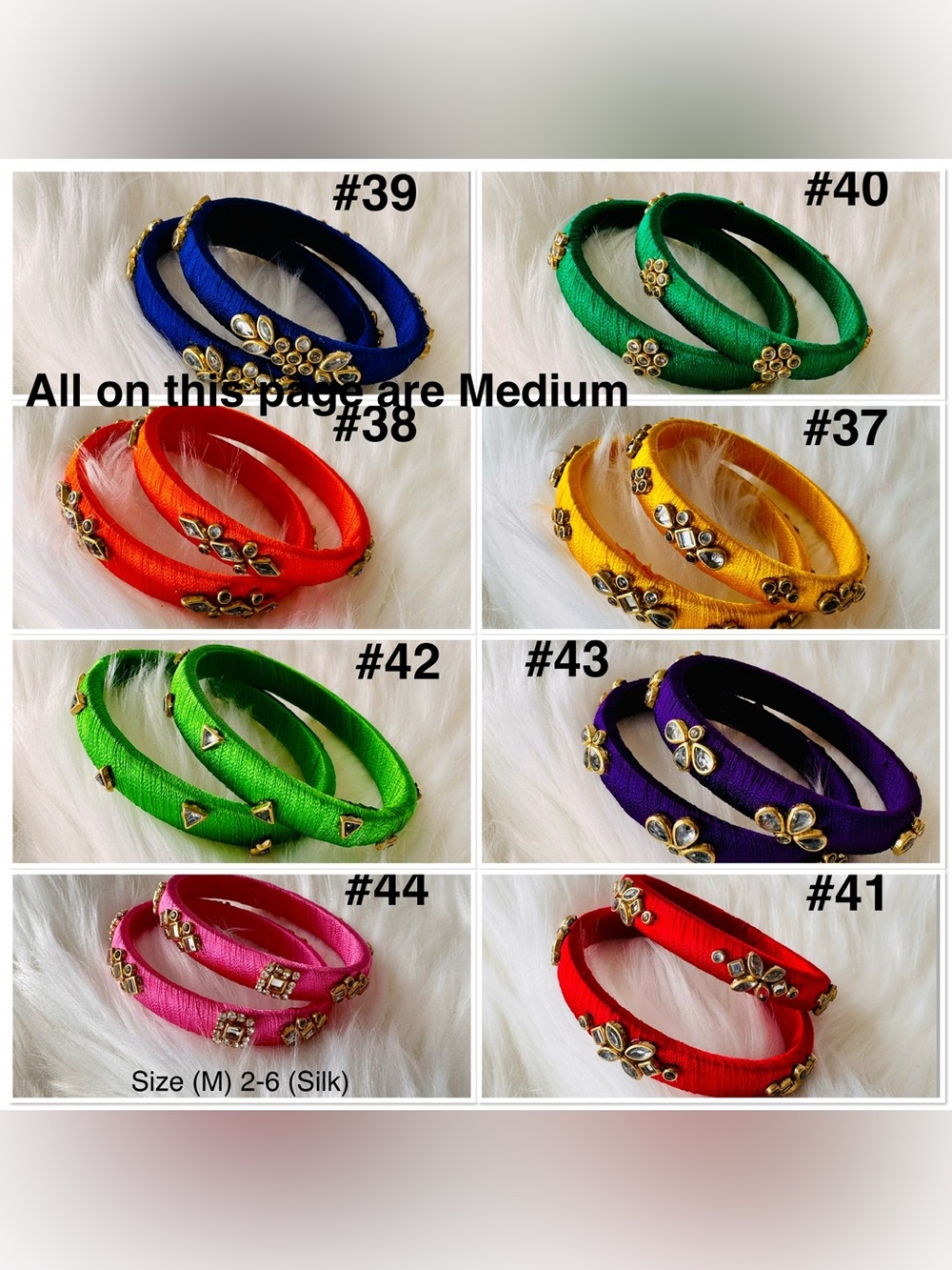 🎡🎡Handmade Silk or Cotton Wrapped Bangle Set of your choice in various sizes - Picture 2 of 16